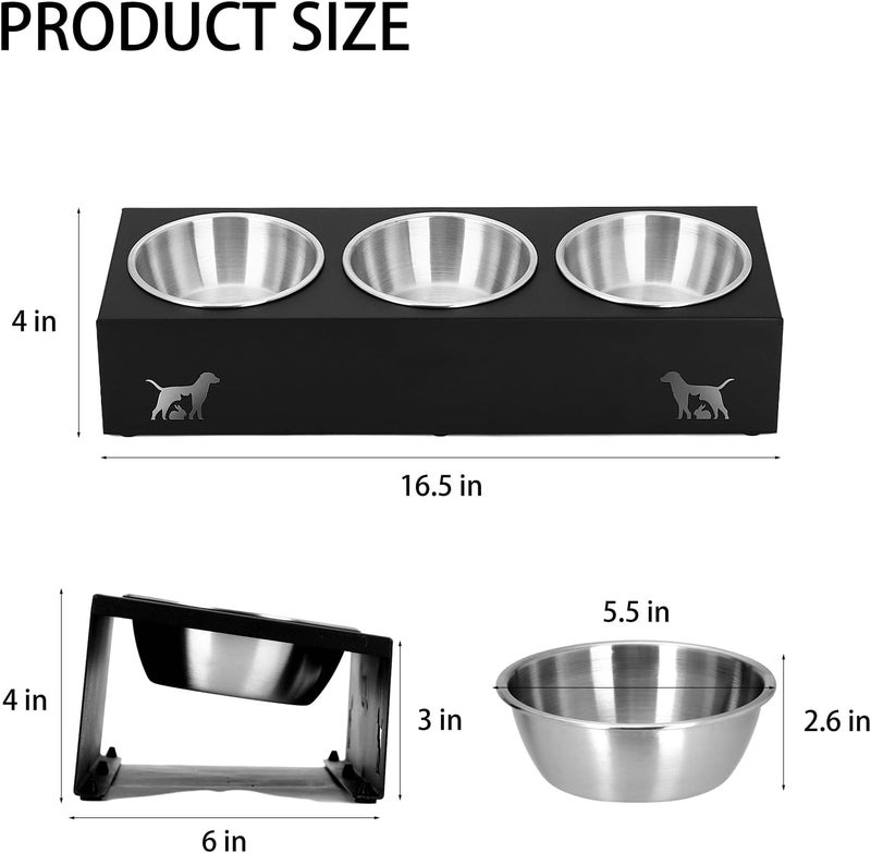 LYCC Elevated cat Bowls with Non-Slip Base, 15°Tilted Integrated Stand Anti Vomiting Raised Cat Dishes, Includes 3 Stainless Steel Bowls for Food and Water, Suitable for Cats and Small Dogs. - Image 4